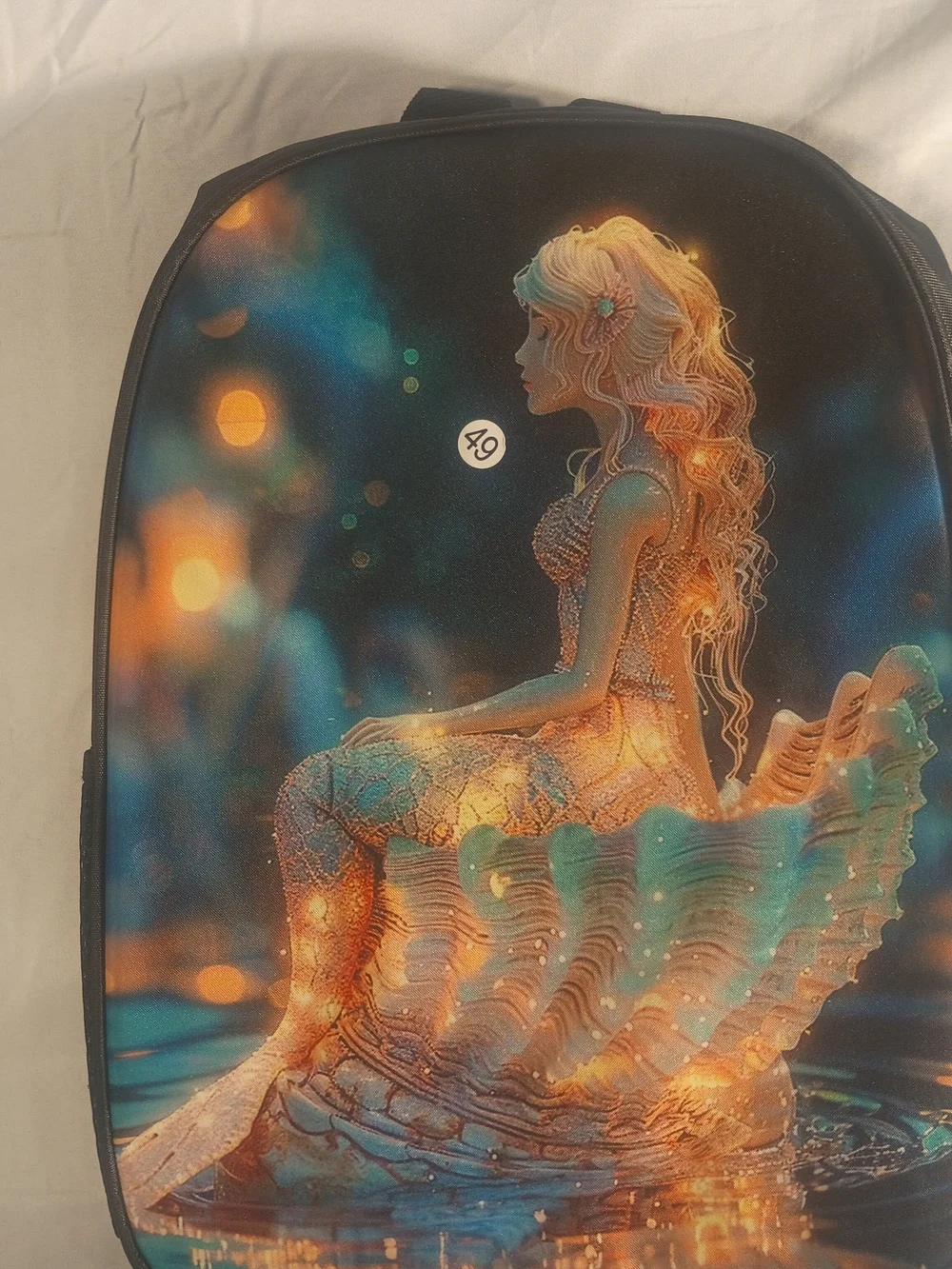 Mermaid Graphic Backpack with Pastel Pencil Case